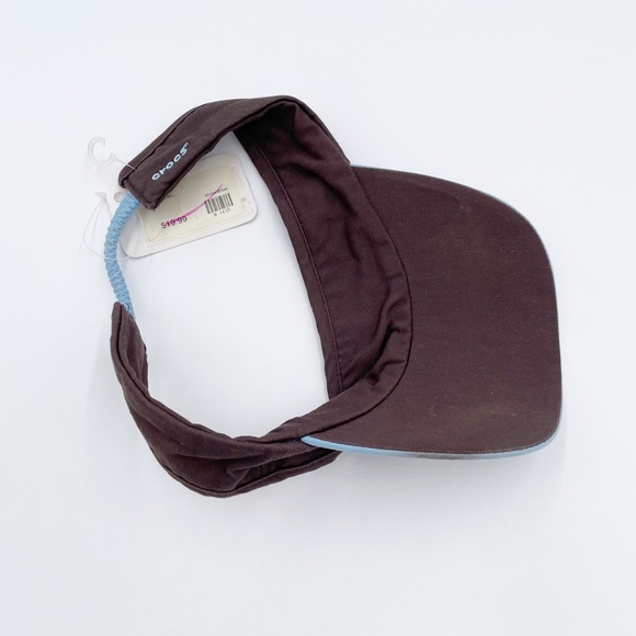Vintage Y2K Crocs Visor Hat Brown and Blue Elastic Strap Crocodile Logo NWT - Picture 5 of 8